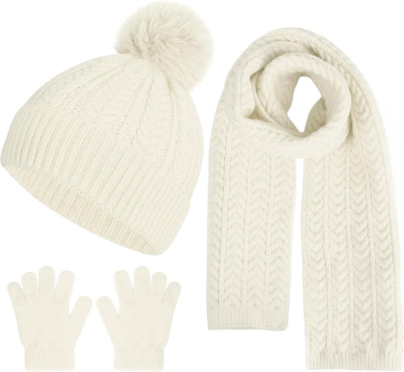 Chinyuti Kids Winter Beanie Hat Scarf Gloves Set, Toddler Winter Cap Knit Neck Warmer Gaiter Mittens for Children 2-8 - Image 1